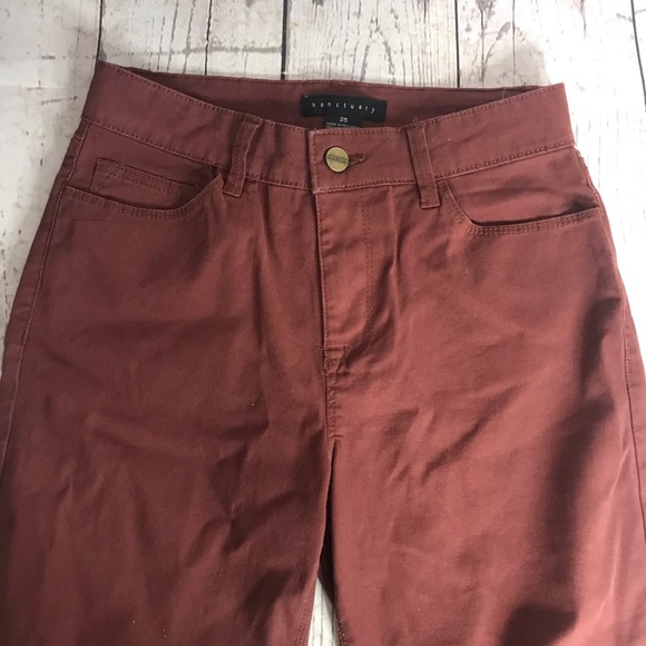 Sanctuary Cropped Burgundy Pants Size 25 - Picture 3 of 9